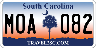 SC license plate MOA082