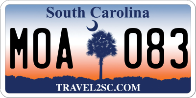 SC license plate MOA083