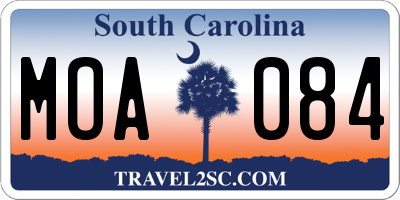 SC license plate MOA084