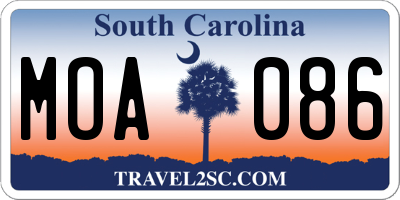 SC license plate MOA086