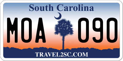 SC license plate MOA090