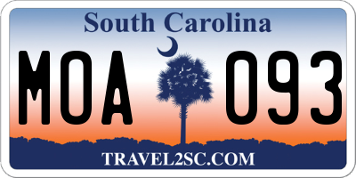 SC license plate MOA093