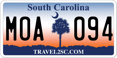 SC license plate MOA094