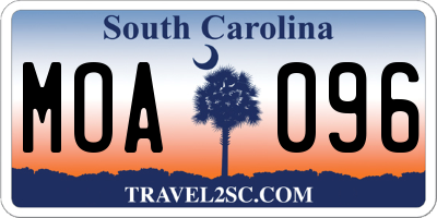 SC license plate MOA096