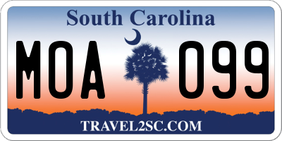 SC license plate MOA099