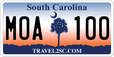 SC license plate MOA100