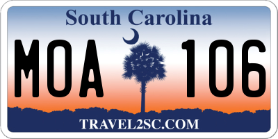 SC license plate MOA106