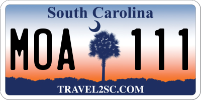 SC license plate MOA111