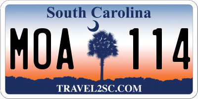 SC license plate MOA114