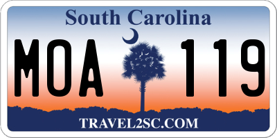 SC license plate MOA119
