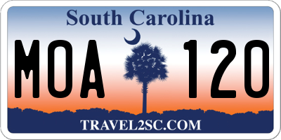 SC license plate MOA120
