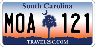 SC license plate MOA121