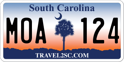 SC license plate MOA124