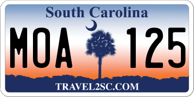 SC license plate MOA125