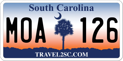 SC license plate MOA126