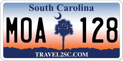 SC license plate MOA128