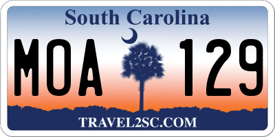 SC license plate MOA129