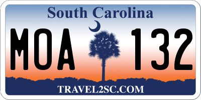 SC license plate MOA132