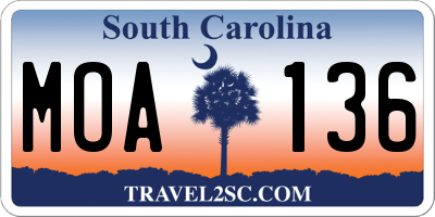 SC license plate MOA136