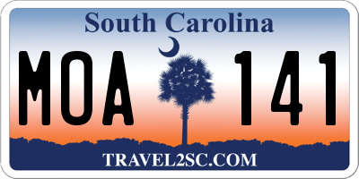 SC license plate MOA141