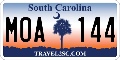 SC license plate MOA144