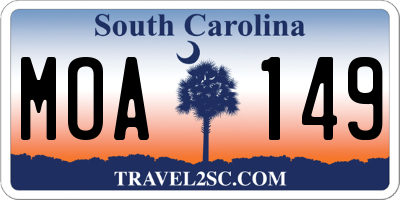 SC license plate MOA149