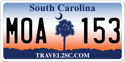 SC license plate MOA153