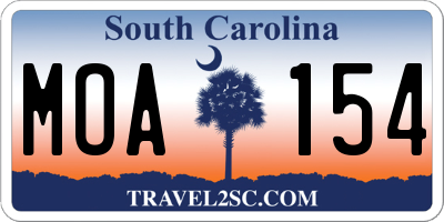 SC license plate MOA154