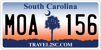 SC license plate MOA156