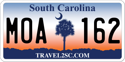 SC license plate MOA162