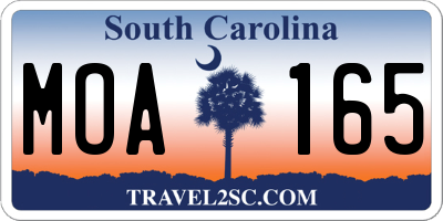 SC license plate MOA165