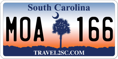 SC license plate MOA166