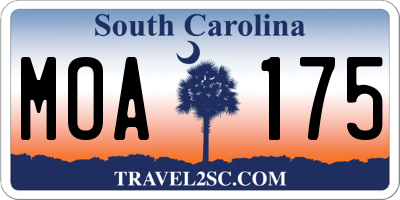 SC license plate MOA175