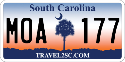 SC license plate MOA177