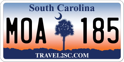 SC license plate MOA185