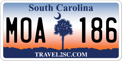 SC license plate MOA186