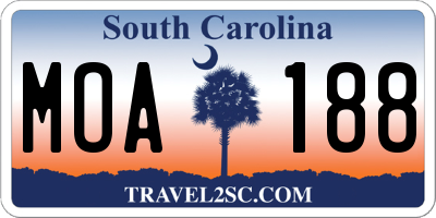 SC license plate MOA188