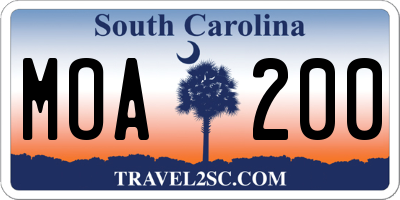 SC license plate MOA200