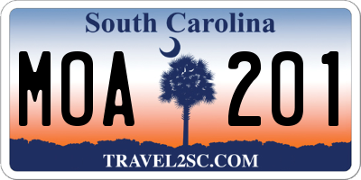 SC license plate MOA201