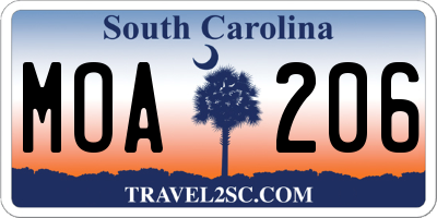 SC license plate MOA206