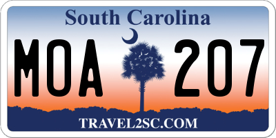 SC license plate MOA207