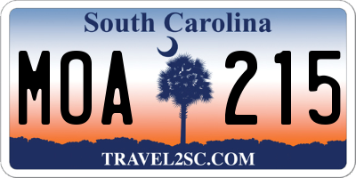 SC license plate MOA215