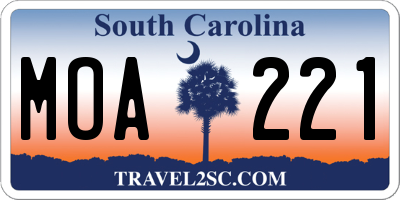 SC license plate MOA221
