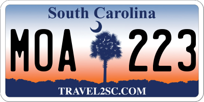 SC license plate MOA223