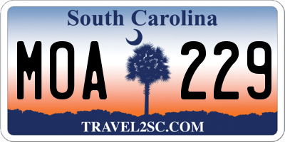 SC license plate MOA229