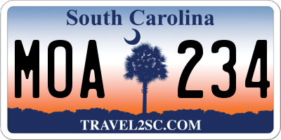 SC license plate MOA234