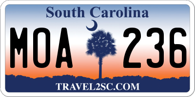 SC license plate MOA236