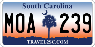 SC license plate MOA239