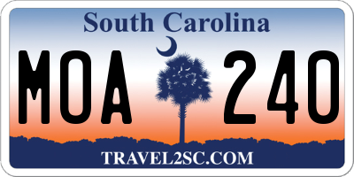 SC license plate MOA240