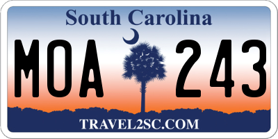 SC license plate MOA243